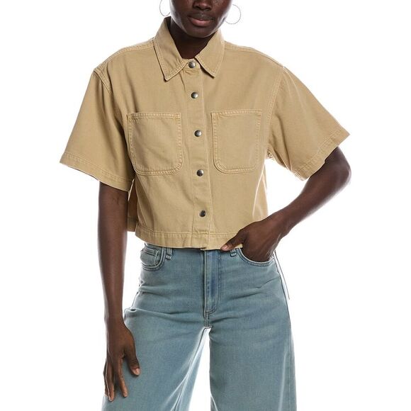 Madewell Jackets & Blazers - Madewell Womens  Boxy Crop Button Up Shirt, Brown